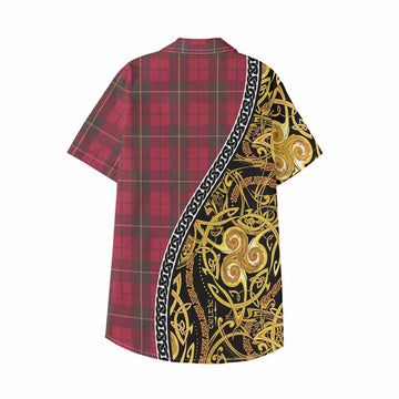 Wallace Tartan Crest Kid Hawaiian Shirt Celtic Knot and Triple Trickle Spiral Symbols