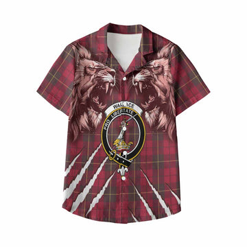 Wallace Tartan Crest Kid Hawaiian Shirt Ferocious Lion Style