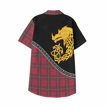 Wallace Tartan Crest Kid Hawaiian Shirt Legendary Dragon Knot Half Style