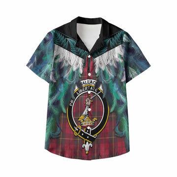 Wallace Tartan Crest Kid Hawaiian Shirt New Zealand Maori Korowai Cloak