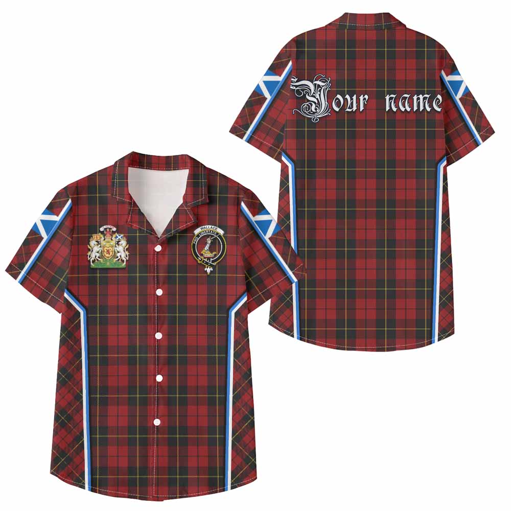 Wallace Tartan Crest Kid Hawaiian Shirt Scotland Coat of Arm Flag Style - Tartan Vibes Clothing