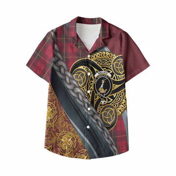 Wallace Tartan Crest Kid Hawaiian Shirt Scottish Triskele Celtic