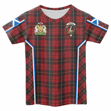 Wallace Tartan Crest Kid T-shirt Scotland Coat of Arm Flag Style - Tartan Vibes Clothing