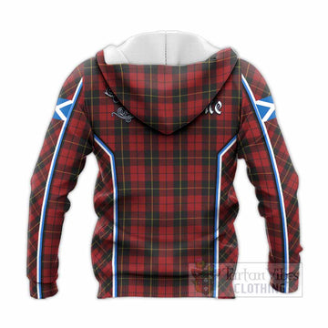 Wallace Tartan Crest Knitted Hoodie Scotland Coat of Arm Flag Style - Tartan Vibes Clothing