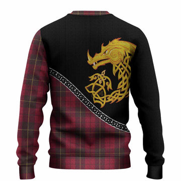 Wallace Tartan Crest Knitted Sweater Legendary Dragon Knot Half Style