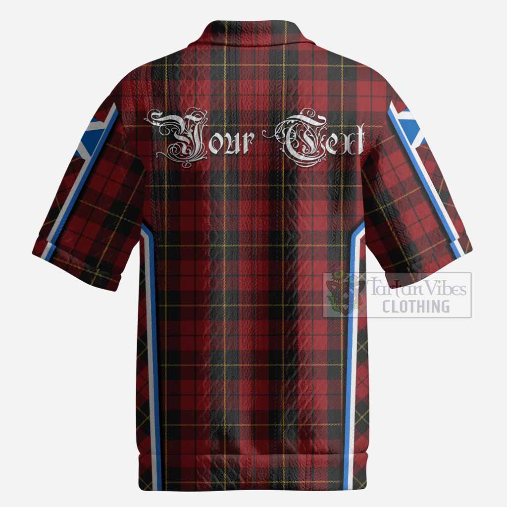 Wallace Tartan Crest Men’s Polo Sweater Top Scotland Coat of Arm Flag Style