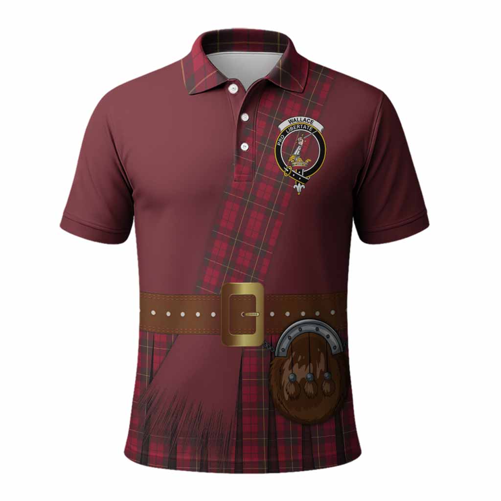 Wallace Tartan Crest Polo Shirt Kilt Costume Style
