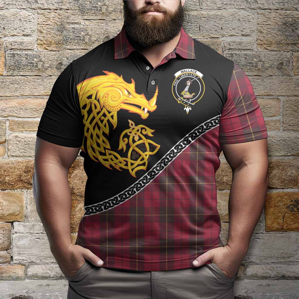 Wallace Tartan Crest Polo Shirt Legendary Dragon Knot Half Style