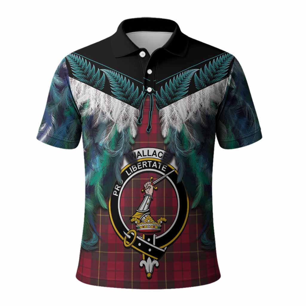 Wallace Tartan Crest Polo Shirt New Zealand Maori Korowai Cloak