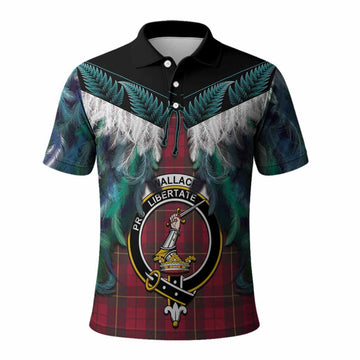 Wallace Tartan Crest Polo Shirt New Zealand Maori Korowai Cloak