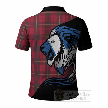 Wallace Tartan Crest Polo Shirt Scottish Golden Lions Wave Flow