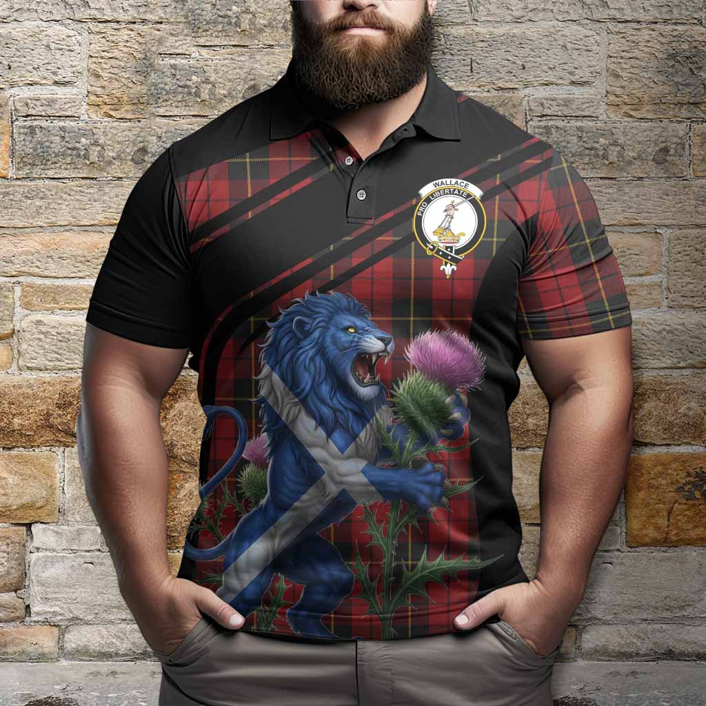 Wallace Tartan Crest Polo Shirt Scottish Lion Rampant Thistle - Tartan Vibes Clothing
