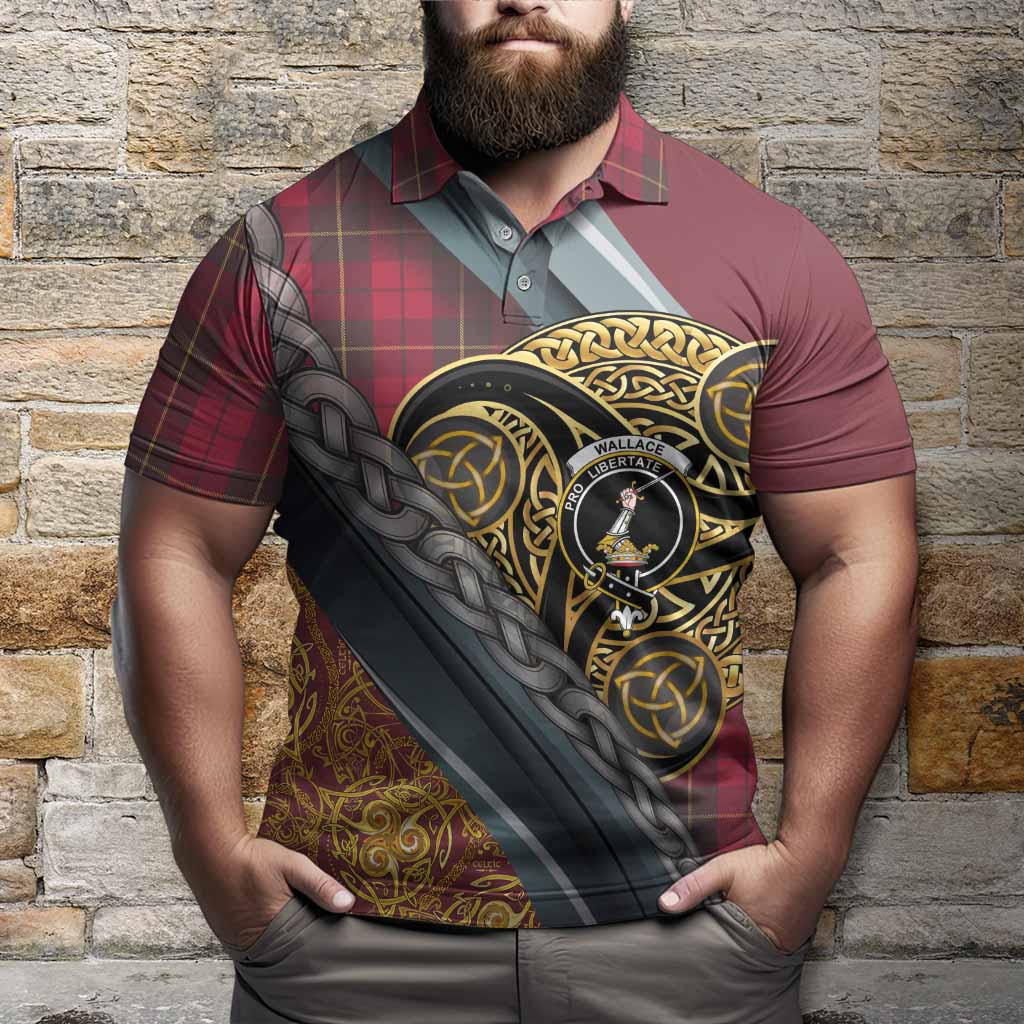 Wallace Tartan Crest Polo Shirt Scottish Triskele Celtic
