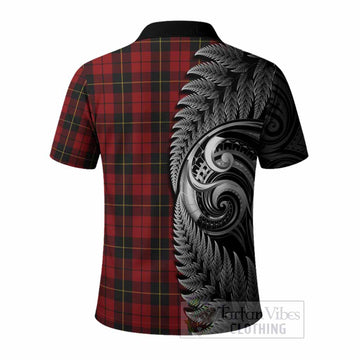 Wallace Tartan Crest Polo Shirt With New Zealand Silver Fern Maori Koru