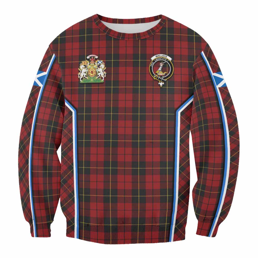 Wallace Tartan Crest Sweatshirt Scotland Coat of Arm Flag Style - Tartan Vibes Clothing