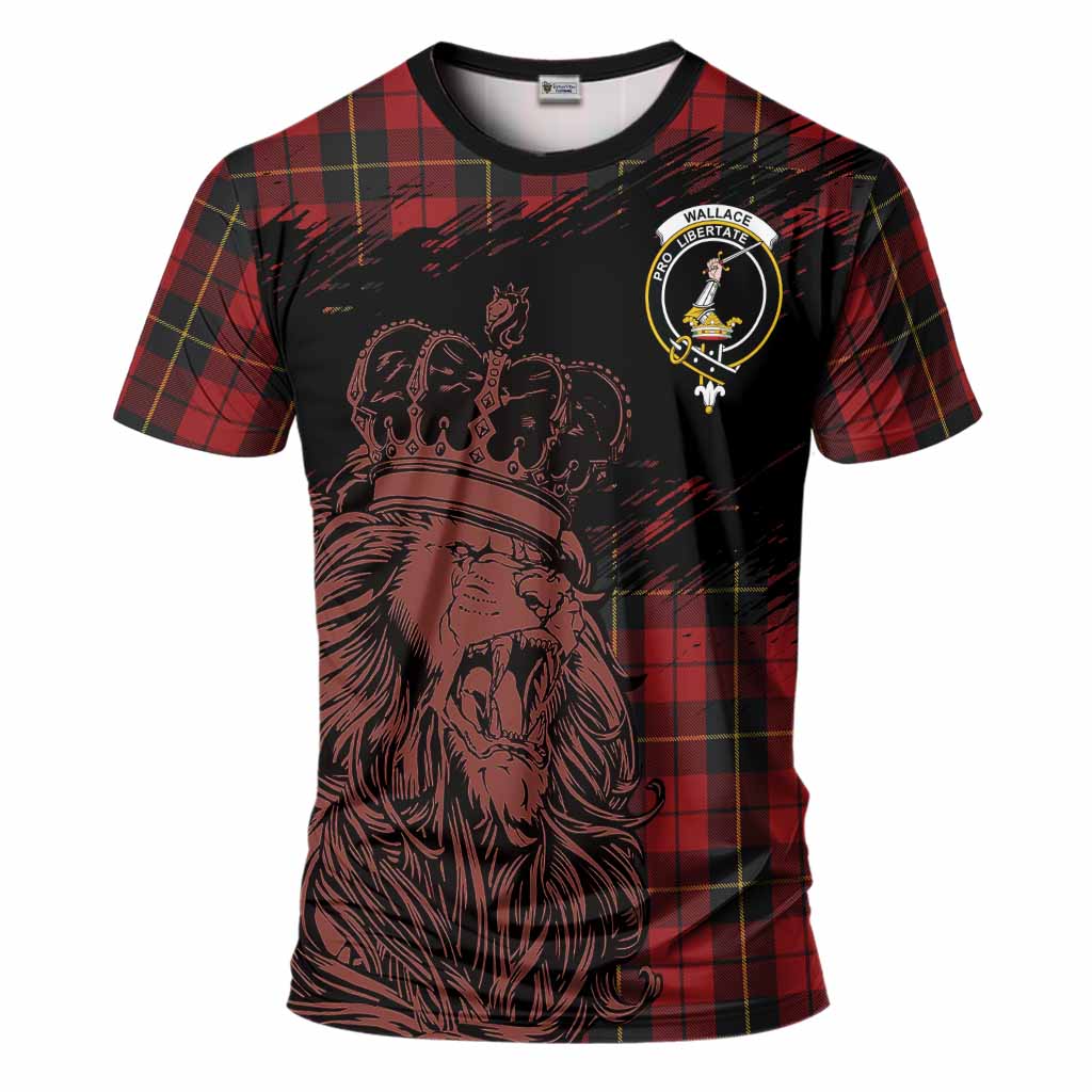 Wallace Tartan Crest T-Shirt Crowned Lion Heritage Style