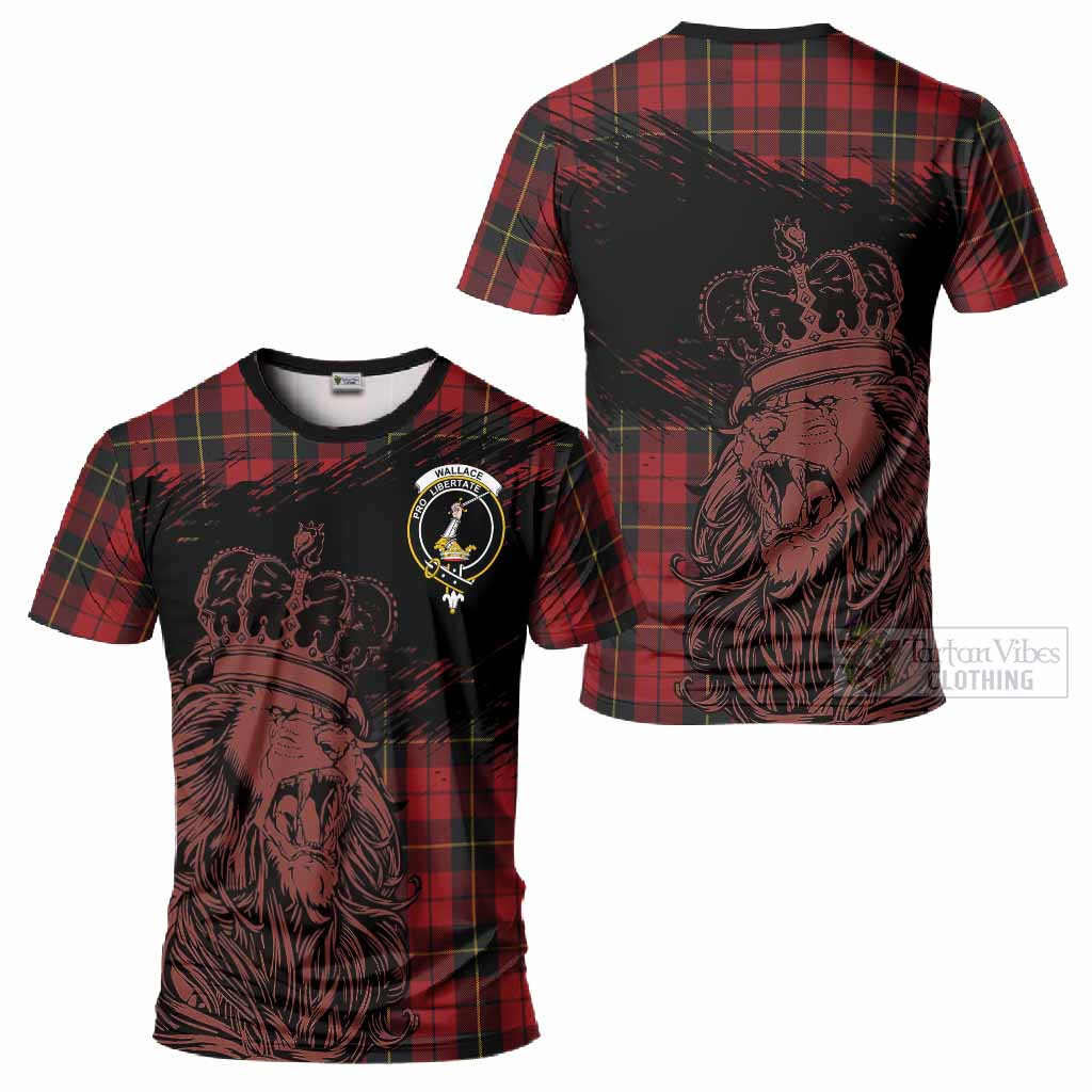 Wallace Tartan Crest T-Shirt Crowned Lion Heritage Style