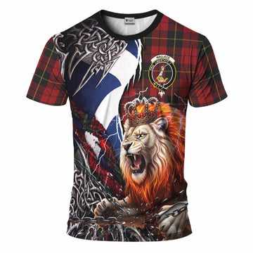 Wallace Tartan Crest T-Shirt Heritage Flag Grunge Celtic Knot and Lion Rampant