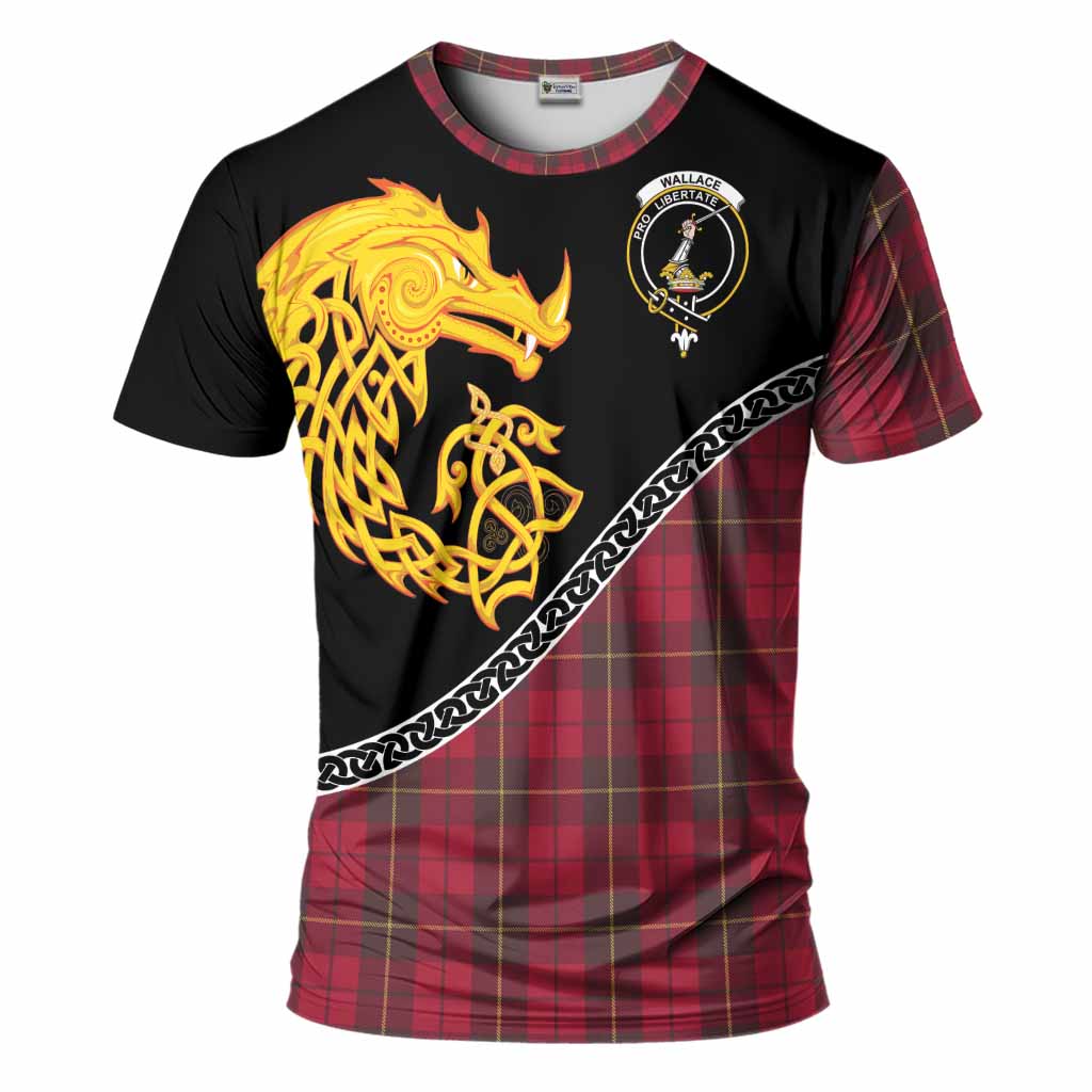 Wallace Tartan Crest T-Shirt Legendary Dragon Knot Half Style