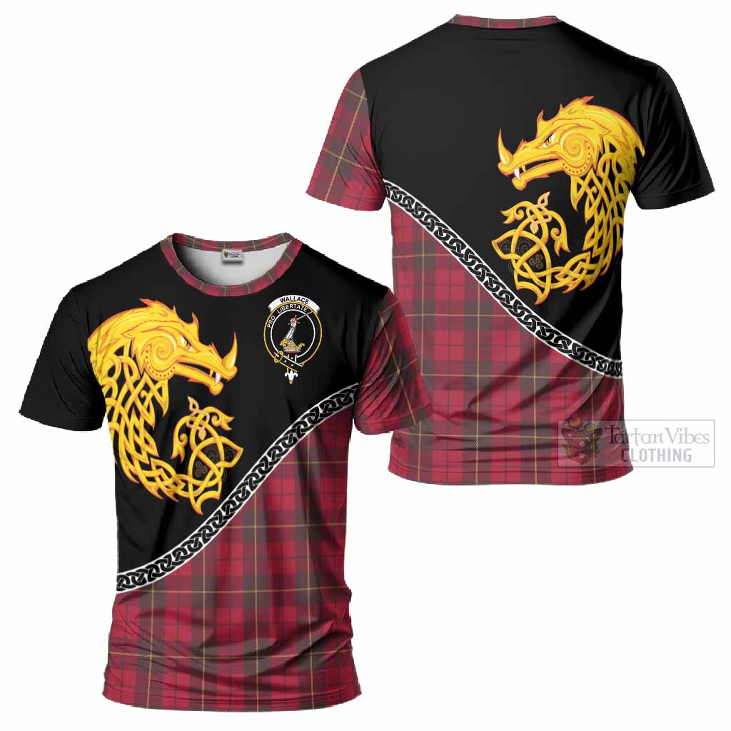 Wallace Tartan Crest T-Shirt Legendary Dragon Knot Half Style
