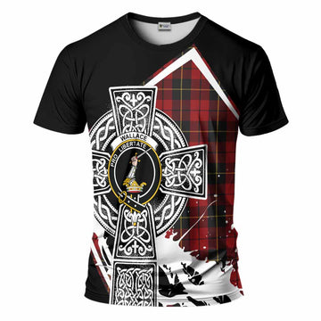 Wallace Tartan Crest T-Shirt Scottish Celtic Cross Heritage