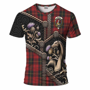 Wallace Tartan Crest T-Shirt Scottish Thistle Loch Ness Monster