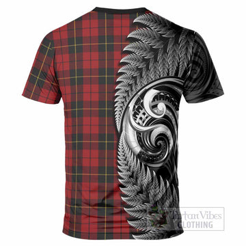 Wallace Tartan Crest T-Shirt With New Zealand Silver Fern Maori Koru