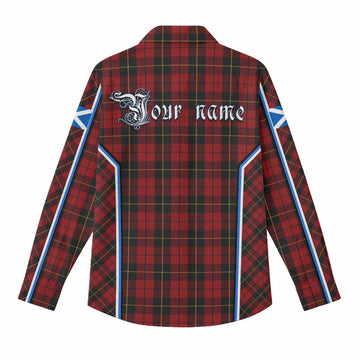 Wallace Tartan Crest Women Casual Shirt Scotland Coat of Arm Flag Style