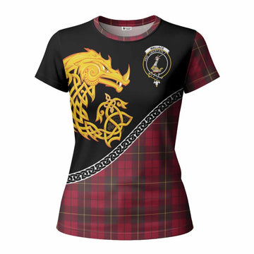 Wallace Tartan Crest Women T shirt Legendary Dragon Knot Half Style