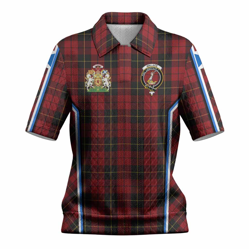 Wallace Tartan Crest Women’s Polo Sweater Top Scotland Coat of Arm Flag Style