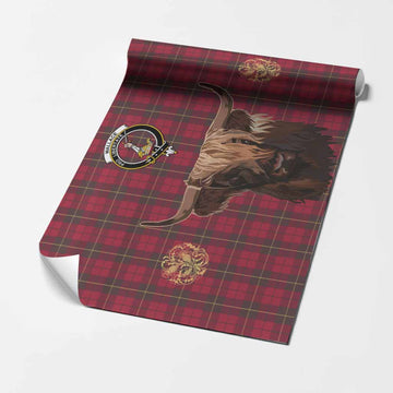 Wallace Tartan Crest Wrapping Paper Scotland Heilan Coo Tartan Seamless Style