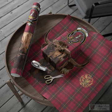 Wallace Tartan Crest Wrapping Paper Scotland Heilan Coo Tartan Seamless Style