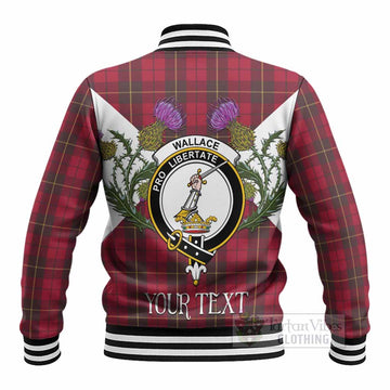 Wallace Tartan Family Crest Baseball Jacket Scottish Burns Night Thistle Floral