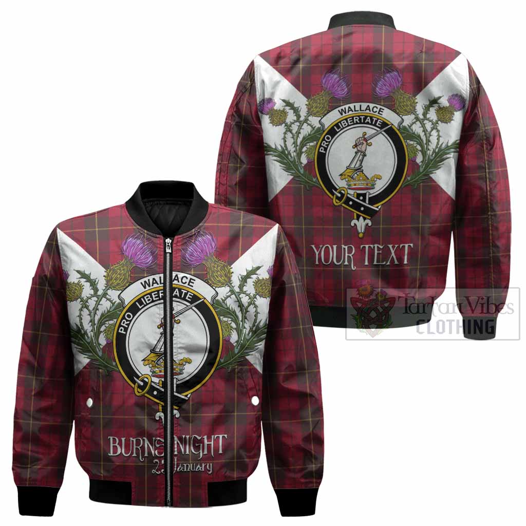 Wallace Tartan Family Crest Bomber Jacket Scottish Burns Night Thistle Floral