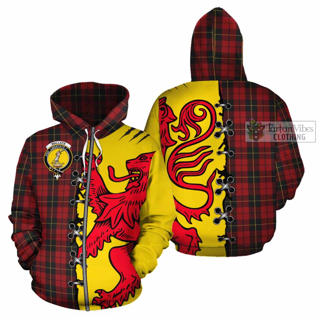 Wallace Tartan Family Crest Cotton Hoodie Lion Rampant Honor - Tartan Vibes Clothing
