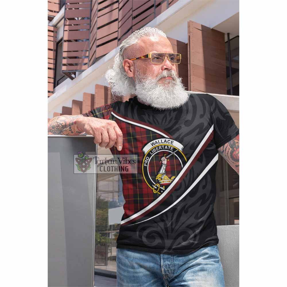 Wallace Tartan Family Crest Cotton T-shirt Celtic Scottish Thistle Floral - Tartan Vibes Clothing