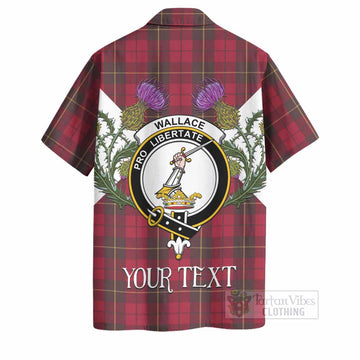Wallace Tartan Family Crest Hawaiian Shirt Scottish Burns Night Thistle Floral
