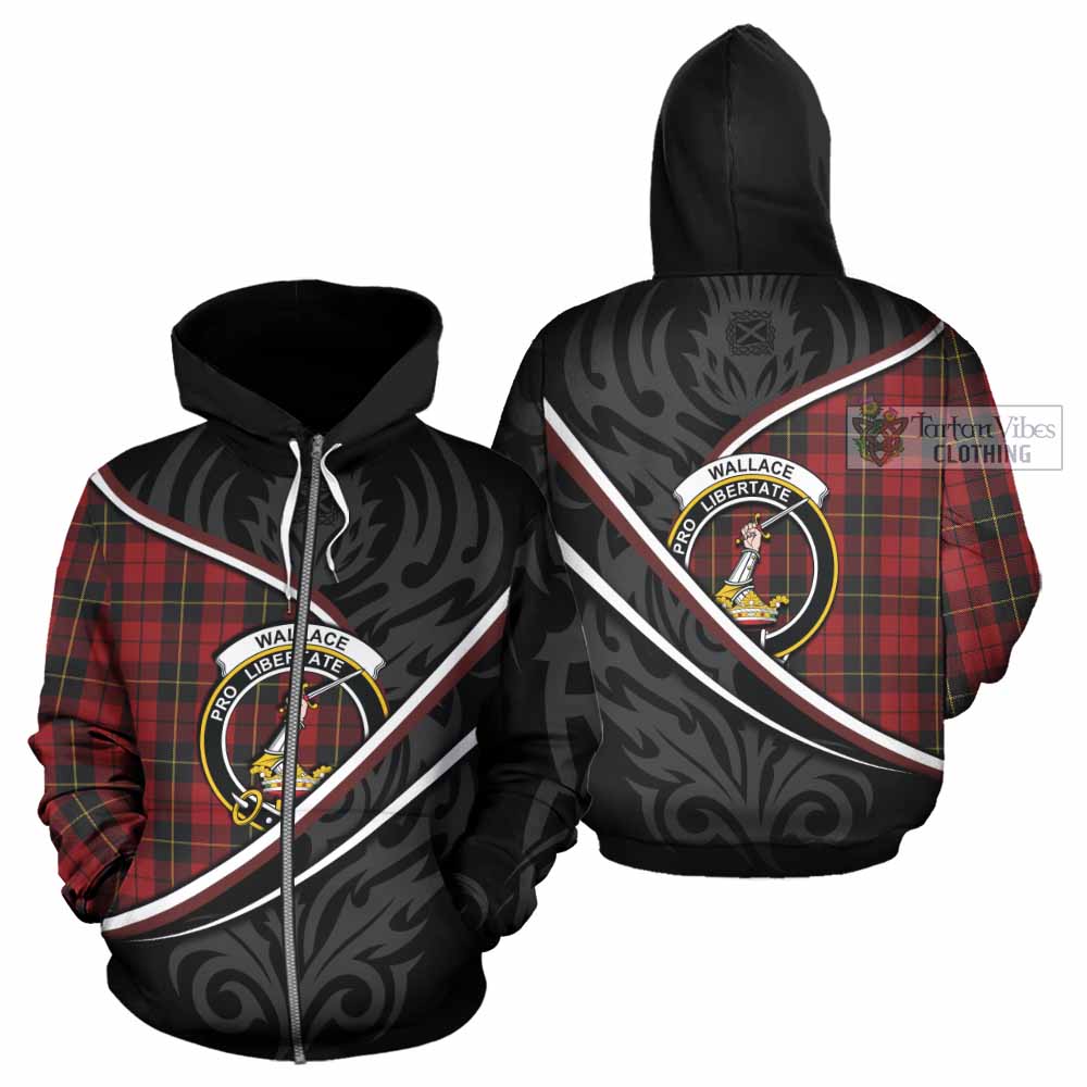 Wallace Tartan Family Crest Hoodie Celtic Scottish Thistle Floral - Tartan Vibes Clothing
