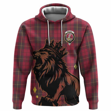 Wallace Tartan Family Crest Hoodie Crowned Lion Roaring
