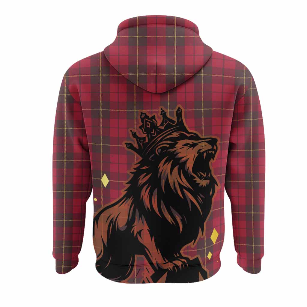 Wallace Tartan Family Crest Hoodie Crowned Lion Roaring