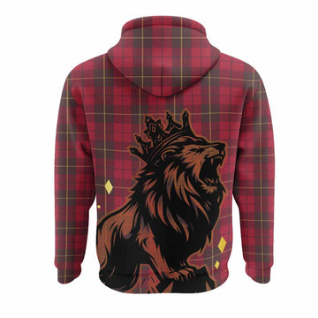 Wallace Tartan Family Crest Hoodie Crowned Lion Roaring