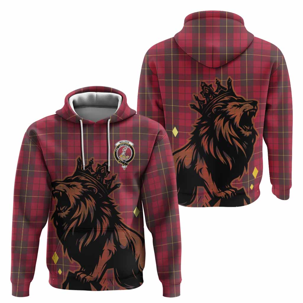 Wallace Tartan Family Crest Hoodie Crowned Lion Roaring