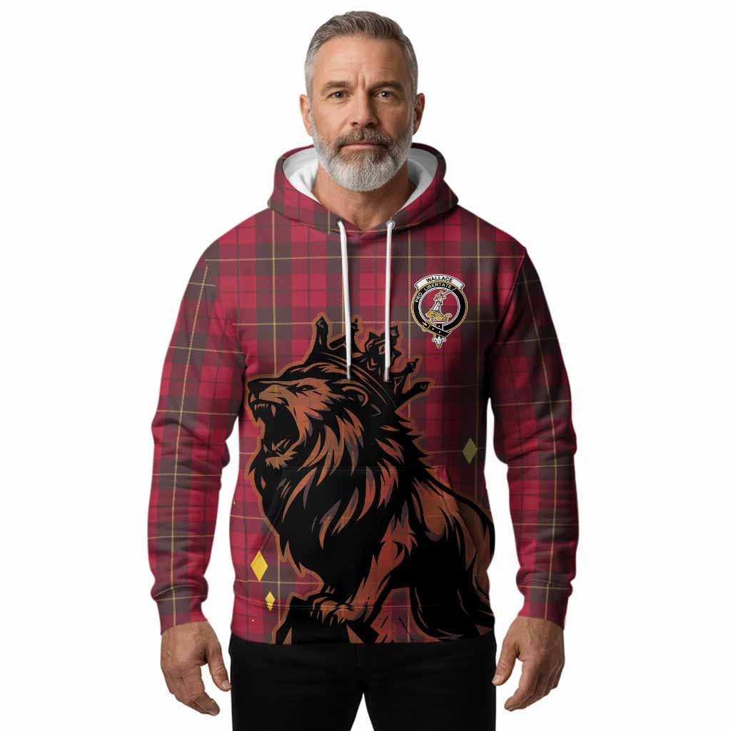 Wallace Tartan Family Crest Hoodie Crowned Lion Roaring