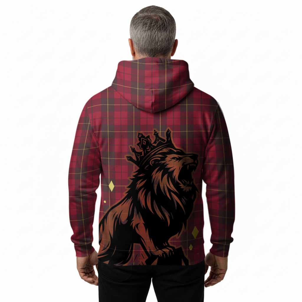 Wallace Tartan Family Crest Hoodie Crowned Lion Roaring