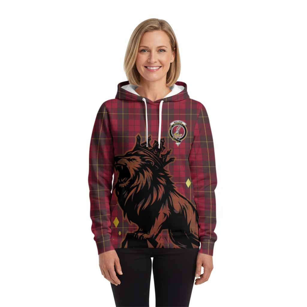 Wallace Tartan Family Crest Hoodie Crowned Lion Roaring