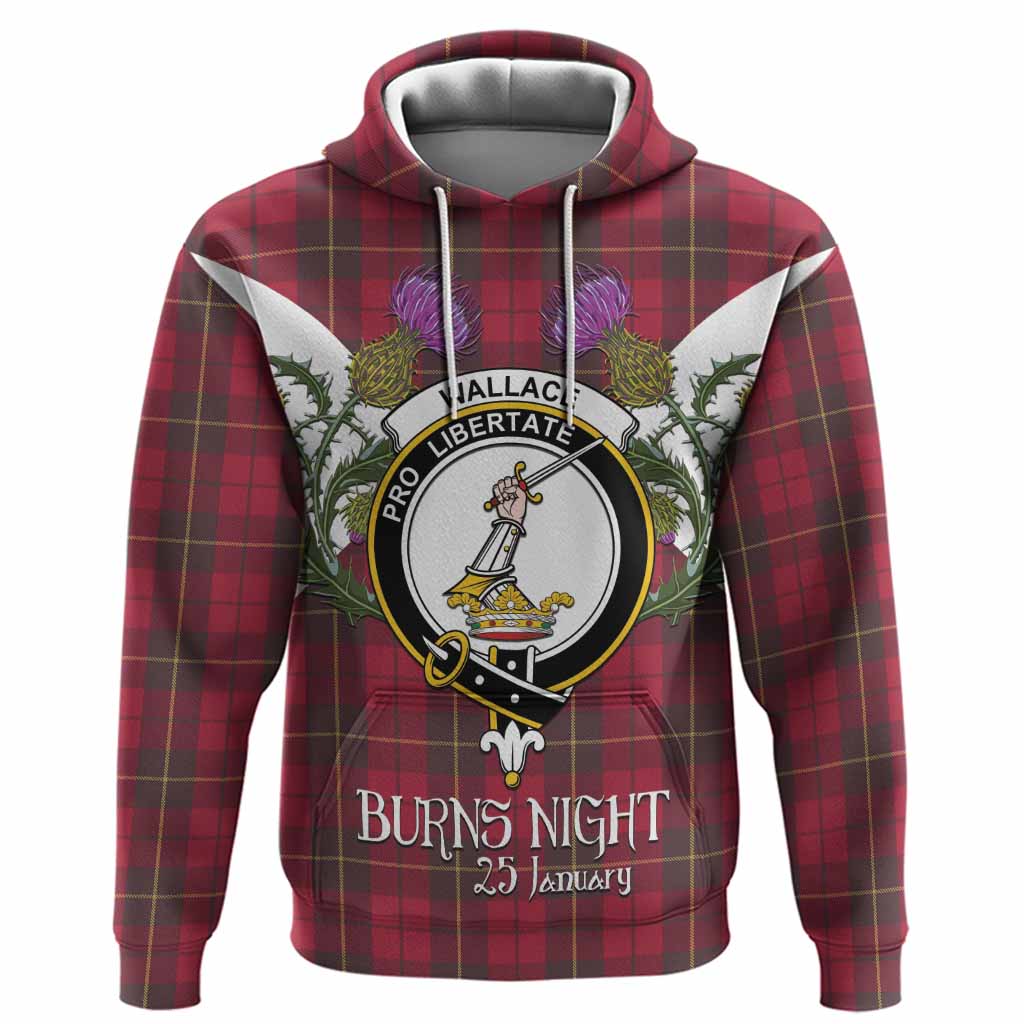 Wallace Tartan Family Crest Hoodie Scottish Burns Night Thistle Floral