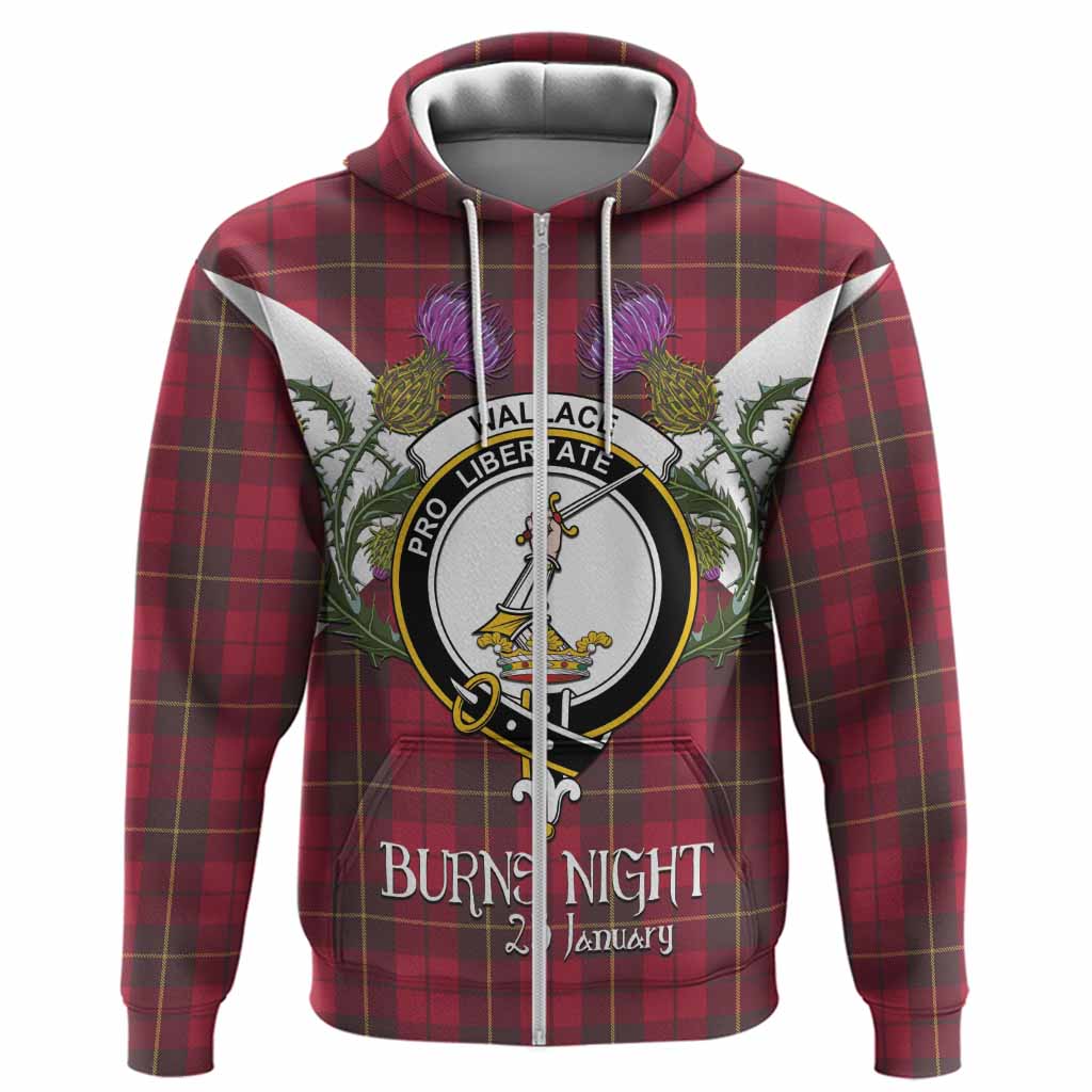Wallace Tartan Family Crest Hoodie Scottish Burns Night Thistle Floral