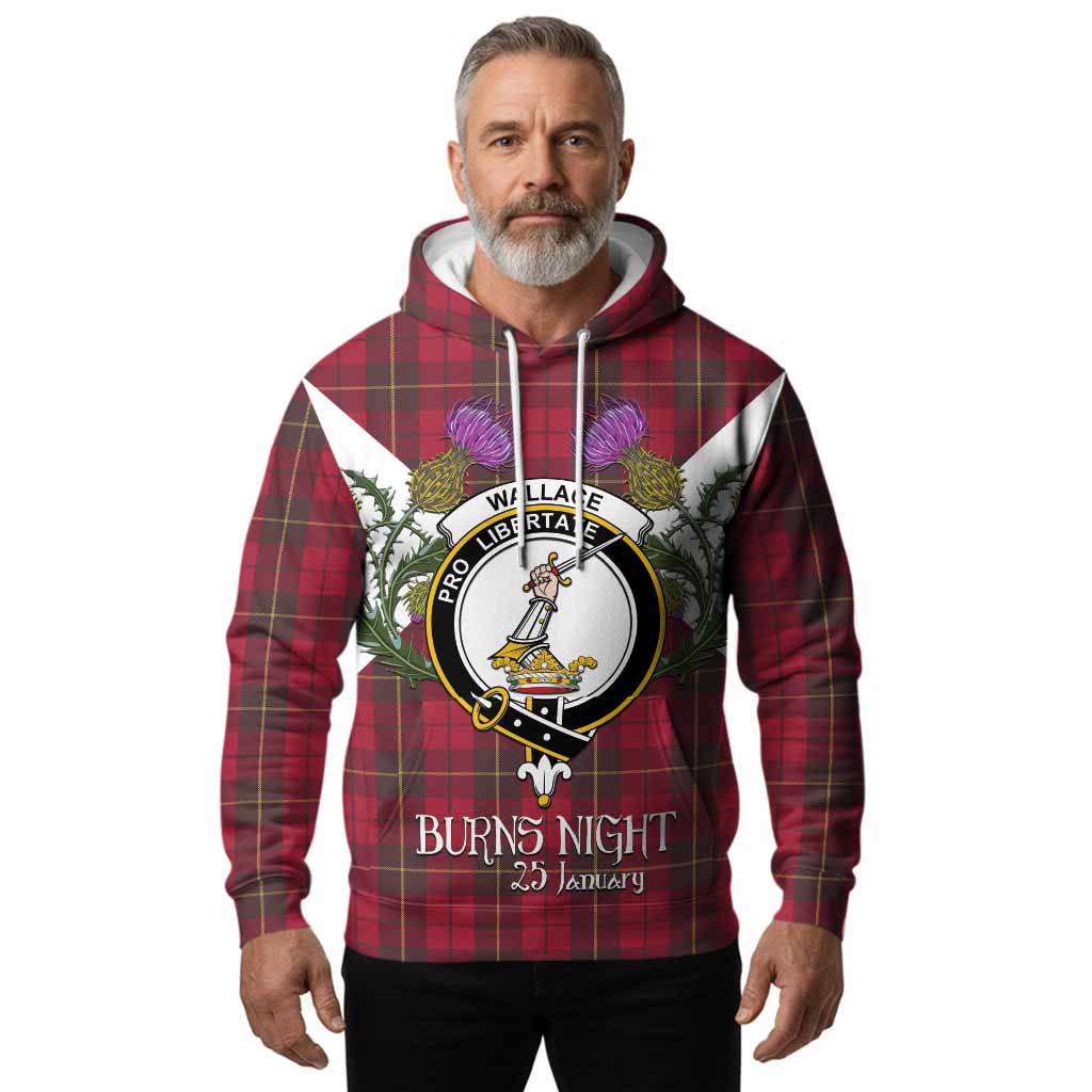 Wallace Tartan Family Crest Hoodie Scottish Burns Night Thistle Floral