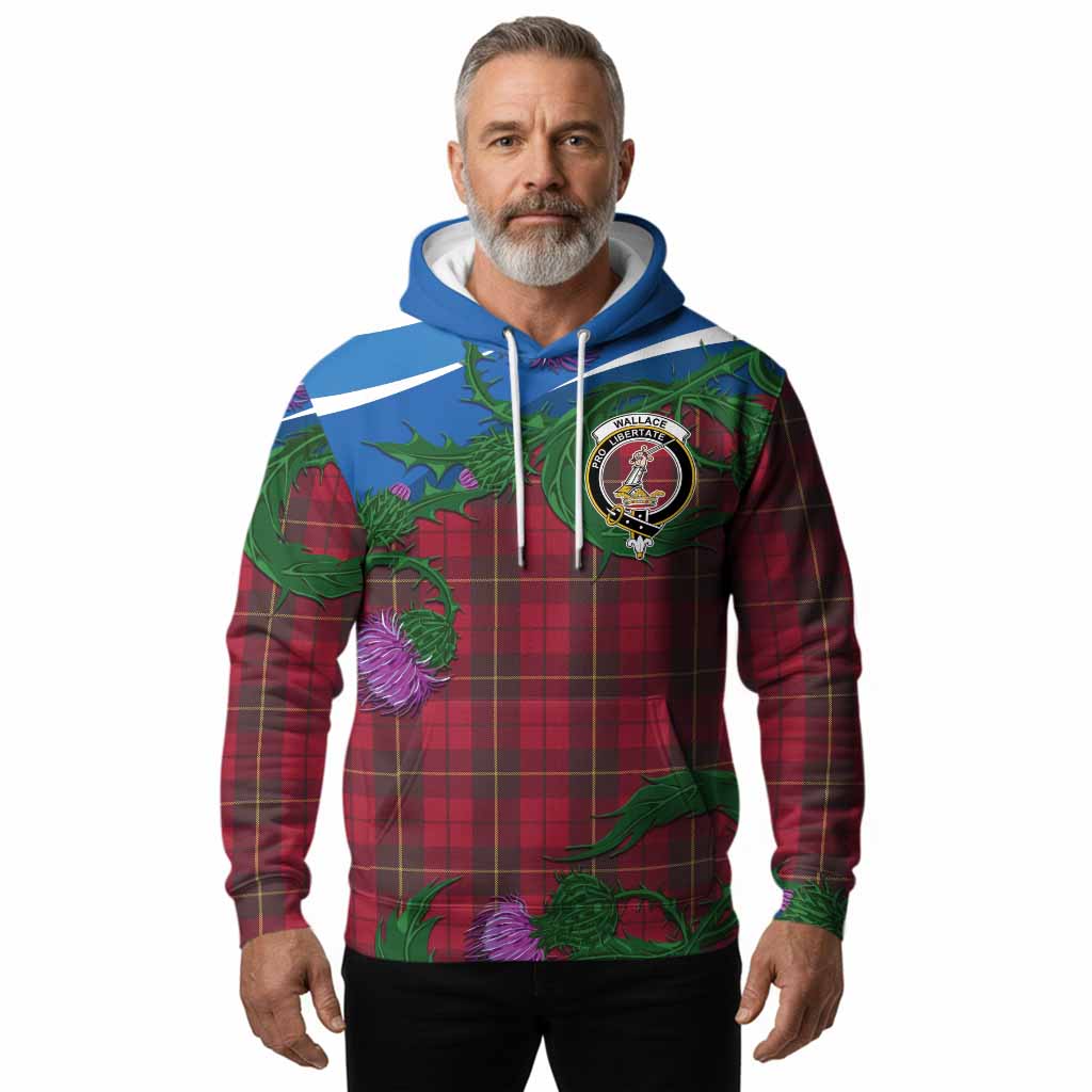 Wallace Tartan Family Crest Hoodie Thistle in Minimalism