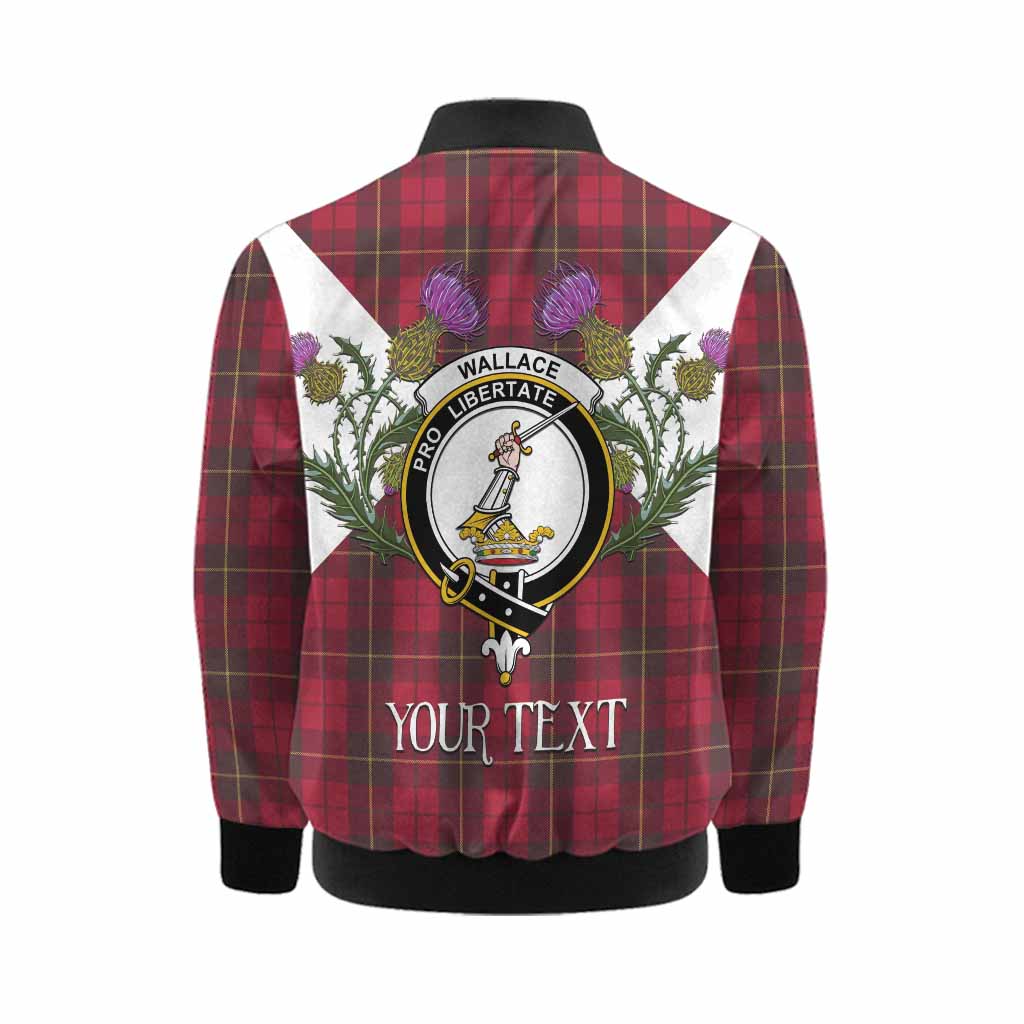 Wallace Tartan Family Crest Kid Bomber Jacket Scottish Burns Night Thistle Floral